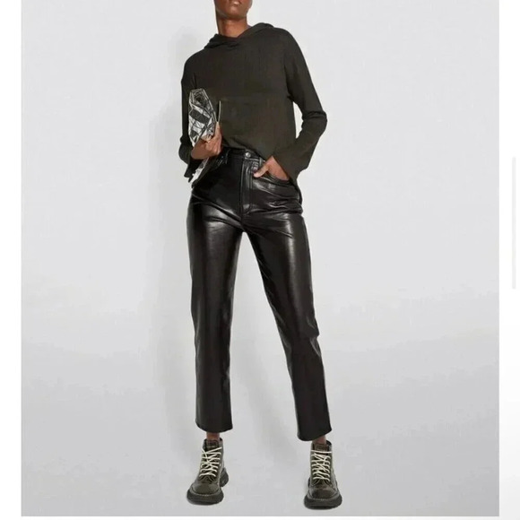 Agolde ‘90s Leather Pants Size 31 Straight Leg Black Concert Casual - Picture 1 of 16